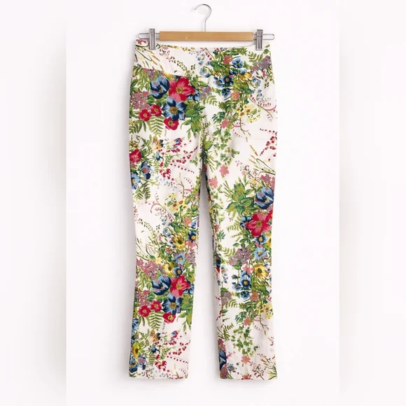 Joseph Ribkoff Floral Print Pants Women Size 6 High Waist Cropped Leg - Picture 2 of 9